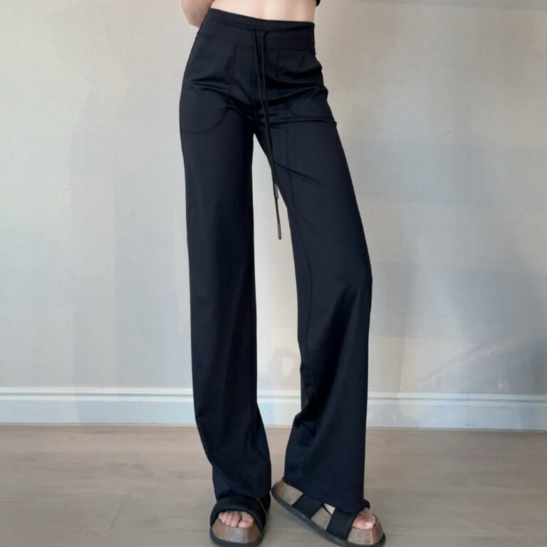 Knitted Activewear Bottoms Relaxed Wide‑Leg Pants