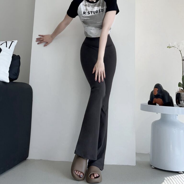 Knitted Activewear Bottoms Bare‑Feel Mermaid Flared Leggings